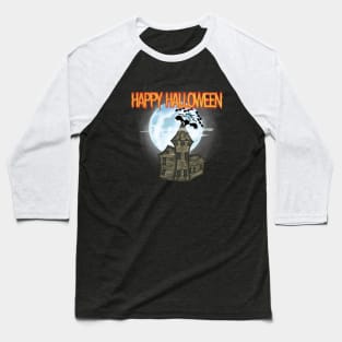 Halloween Spooky Ghost House Baseball T-Shirt